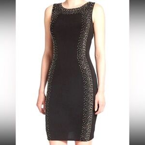 Calvin Klein black studded stretch jersey sheath mini sleeveless dress